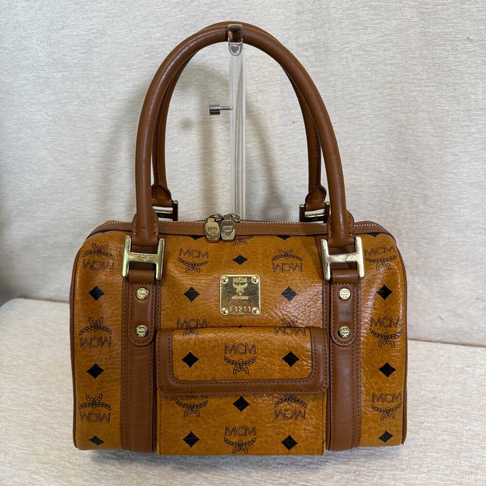 MCM Essential Visetos Satchel Boston Bag